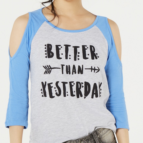 Love Tribe Tops - Love Tribe Cold-Shoulder Printed Basebal